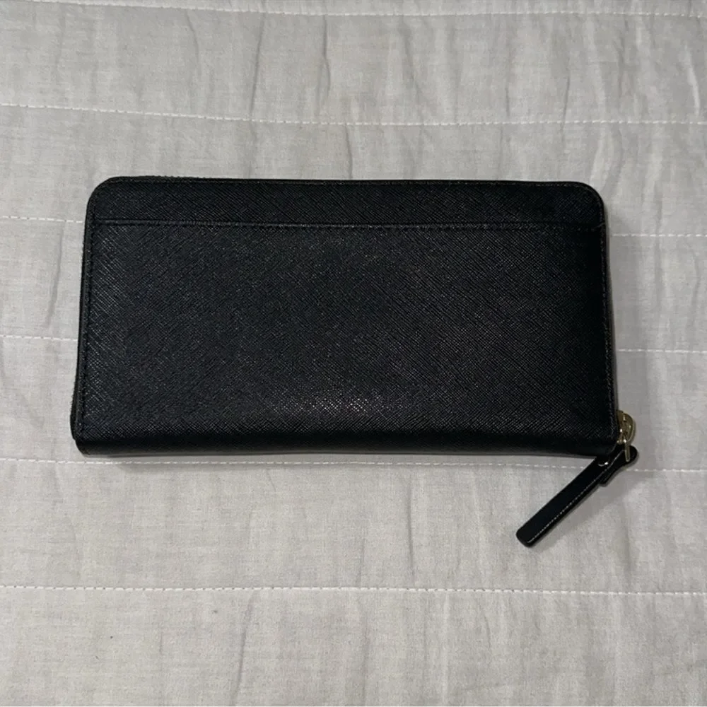 kate spade Newbury Lane Neda Black Saffiano Leather Zip Wallet